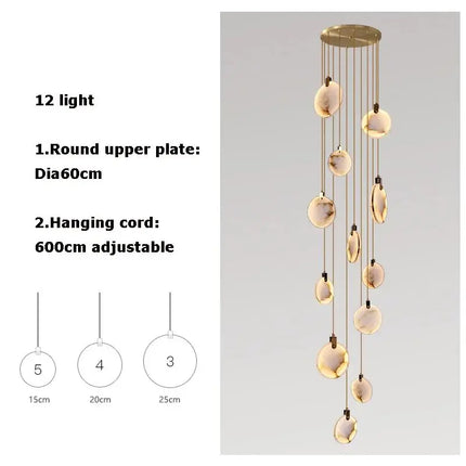 Suspension LED marbre design contemporain pour salon et hall