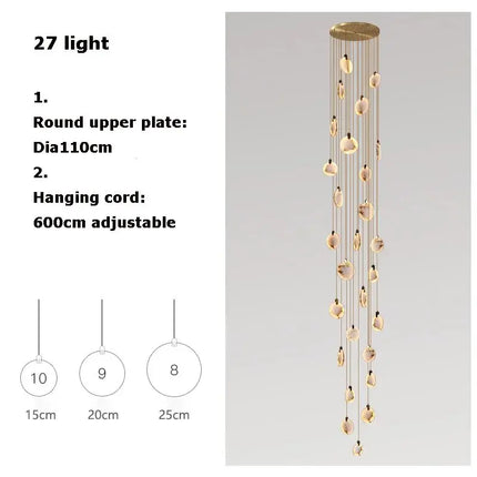 Suspension LED marbre design contemporain pour salon et hall