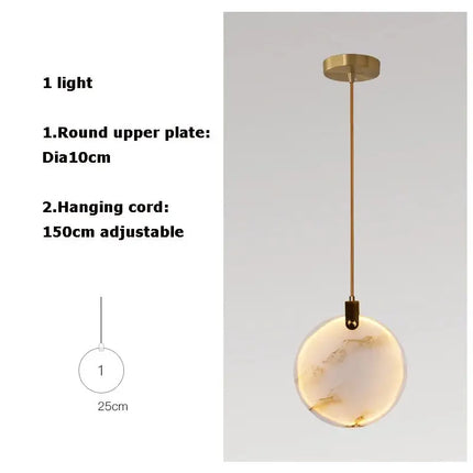 Suspension LED marbre design contemporain pour salon et hall
