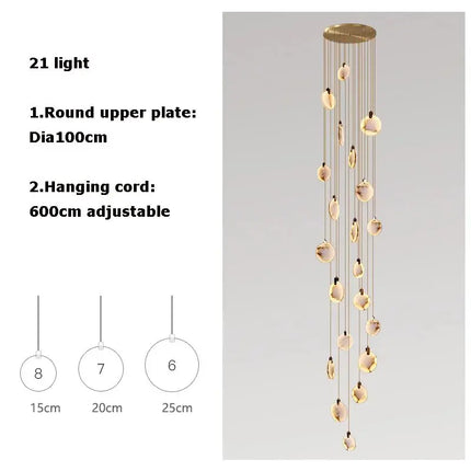 Suspension LED marbre design contemporain pour salon et hall
