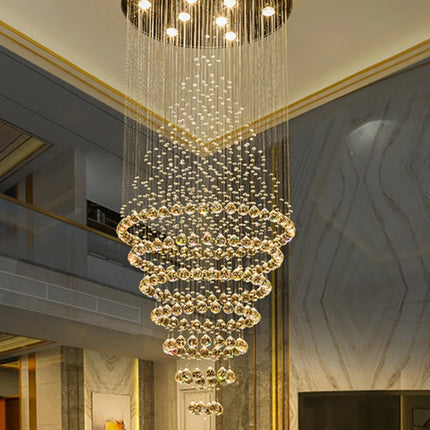 Suspension LED en cristal moderne pour hall et escalier, lumière chaude variable