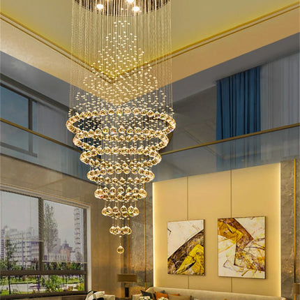Suspension LED en cristal moderne pour hall et escalier, lumière chaude variable