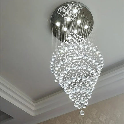 Suspension LED en cristal moderne pour hall et escalier, lumière chaude variable