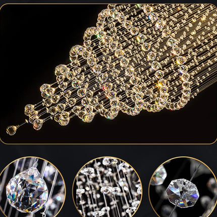Suspension LED en cristal moderne pour hall et escalier, lumière chaude variable