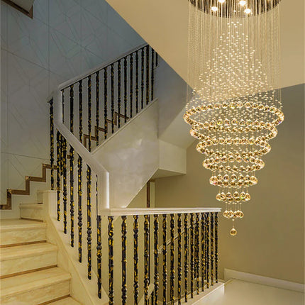 Suspension LED en cristal moderne pour hall et escalier, lumière chaude variable