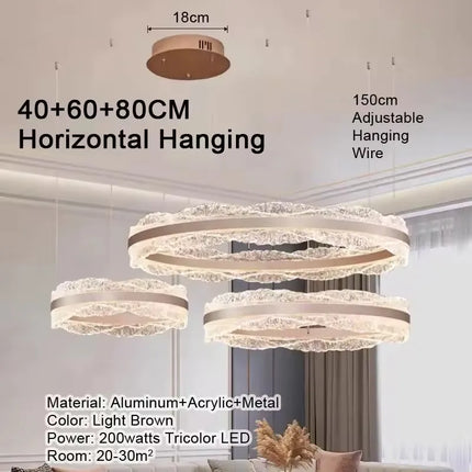 Suspension LED moderne en acrylique pour salon et salle à manger haut de gamme