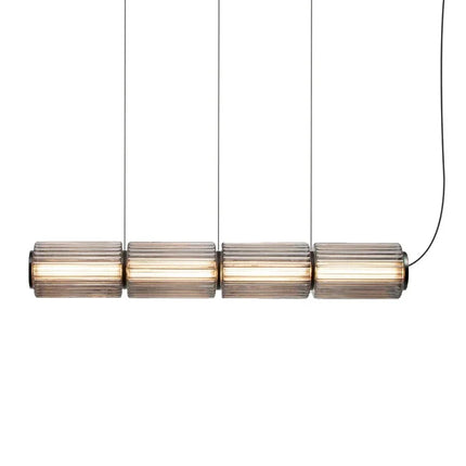 Suspension LED en verre gris et métal doré, design nordique lumineux