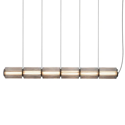 Suspension LED en verre gris et métal doré, design nordique lumineux