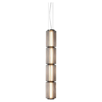 Suspension LED en verre gris et métal doré, design nordique lumineux