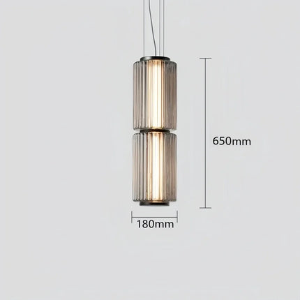 Suspension LED design italien en verre gris fumé, lumière chaude ambiance cosy