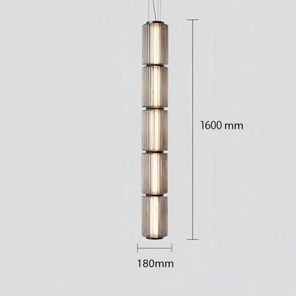 Suspension LED design italien en verre gris fumé, lumière chaude ambiance cosy