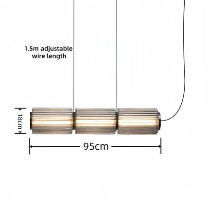 Suspension LED design italien en verre gris fumé, lumière chaude ambiance cosy