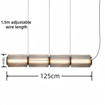 Suspension LED design italien en verre gris fumé, lumière chaude ambiance cosy
