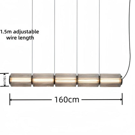 Suspension LED design italien en verre gris fumé, lumière chaude ambiance cosy