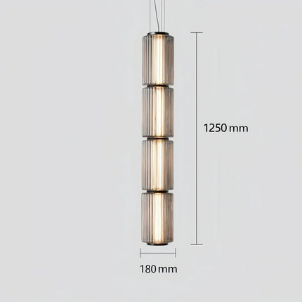 Suspension LED design italien en verre gris fumé, lumière chaude ambiance cosy