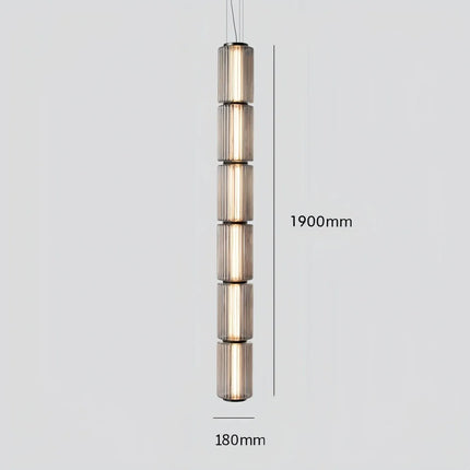 Suspension LED design italien en verre gris fumé, lumière chaude ambiance cosy