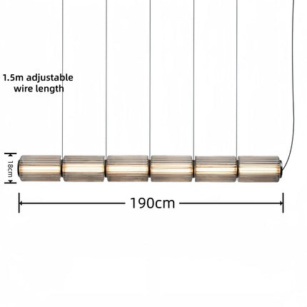 Suspension LED design italien en verre gris fumé, lumière chaude ambiance cosy
