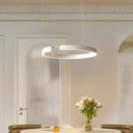 Suspension anneau LED moderne à intensité variable, protection des yeux, design élégant pour chambre et salle à manger