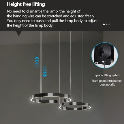 Suspension anneau LED moderne à intensité variable, protection des yeux, design élégant pour chambre et salle à manger