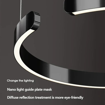 Suspension anneau LED moderne à intensité variable, protection des yeux, design élégant pour chambre et salle à manger