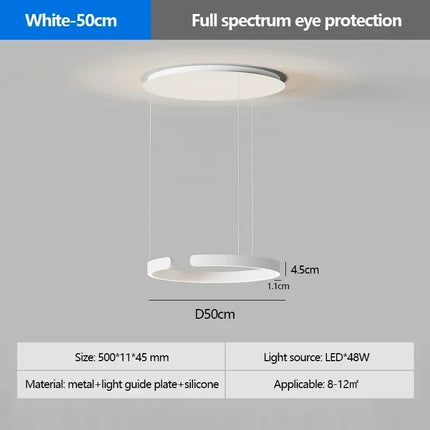 Suspension anneau LED moderne à intensité variable, protection des yeux, design élégant pour chambre et salle à manger