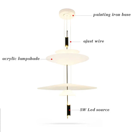 Suspension moderne style soucoupe volante en acrylique LED pour intérieur