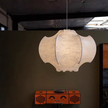 Suspension LED en soie italienne, design Wabi Sabi, lumière complète