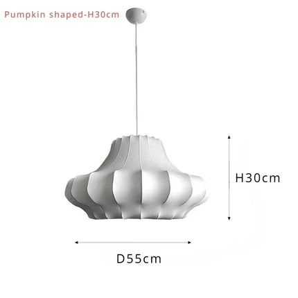 Suspension LED en soie italienne, design Wabi Sabi, lumière complète