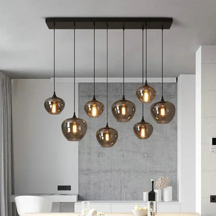 Suspension nordique en verre gris fumé pour salle à manger et salon