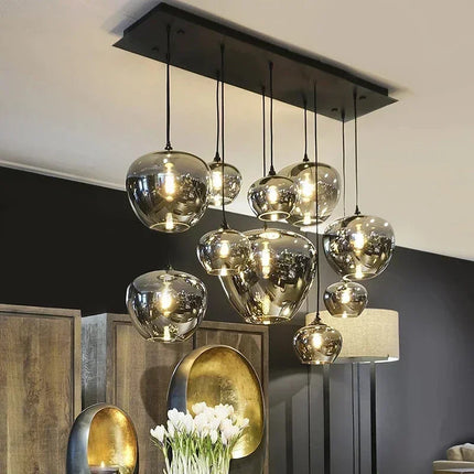 Suspension nordique en verre gris fumé pour salle à manger et salon