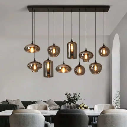Suspension nordique en verre gris fumé pour salle à manger et salon