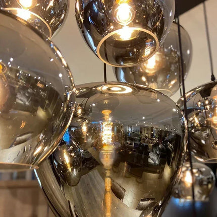 Suspension nordique en verre gris fumé pour salle à manger et salon