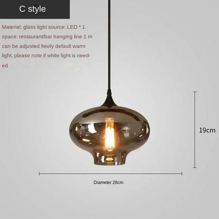 Suspension nordique en verre gris fumé pour salle à manger et salon