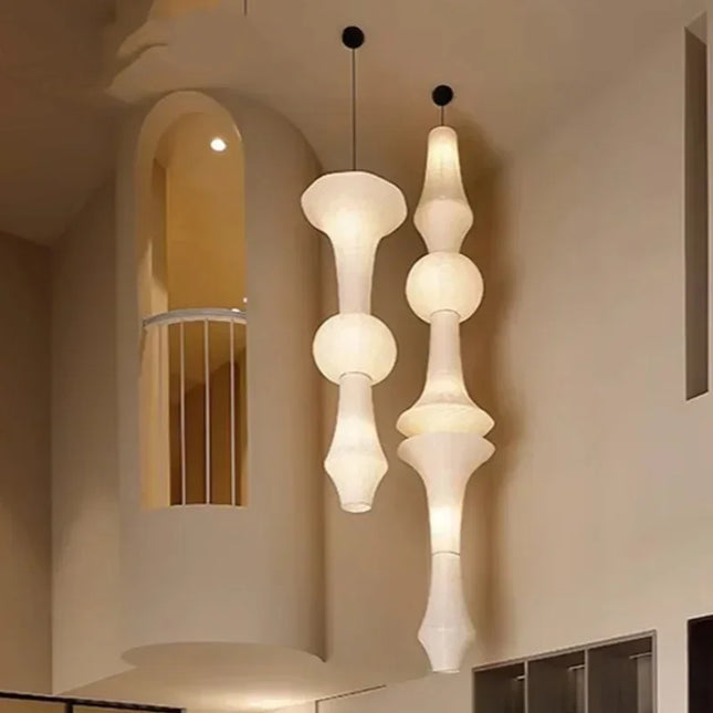 Suspension Akari en papier de riz blanc, lampe japonaise pour salle à manger et escalier