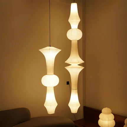Suspension Akari en papier de riz blanc, lampe japonaise pour salle à manger et escalier