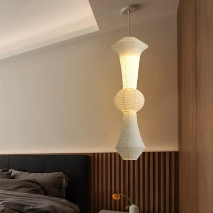 Suspension Akari en papier de riz blanc, lampe japonaise pour salle à manger et escalier