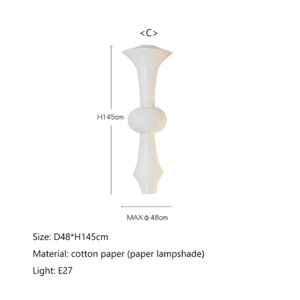 Suspension Akari en papier de riz blanc, lampe japonaise pour salle à manger et escalier
