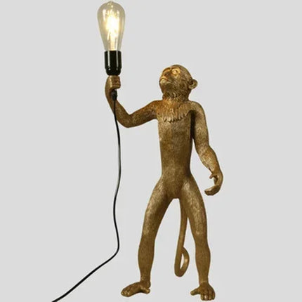 Suspension lampe singe en résine et corde chanvre, éclairage cosy