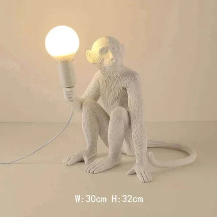 Suspension lampe singe en résine et corde chanvre, éclairage cosy