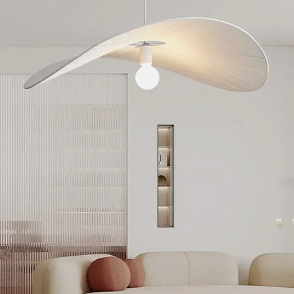 Suspension LED nordique en tissu crème, lumière chaleureuse pour salon et salle à manger