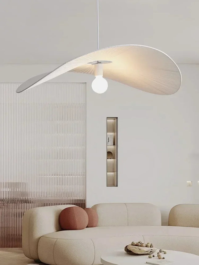 Suspension LED nordique en tissu crème, lumière chaleureuse pour salon et salle à manger
