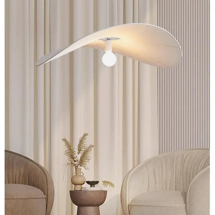 Suspension LED nordique en tissu crème, lumière chaleureuse pour salon et salle à manger