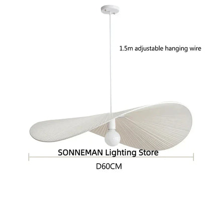 Suspension LED nordique en tissu crème, lumière chaleureuse pour salon et salle à manger