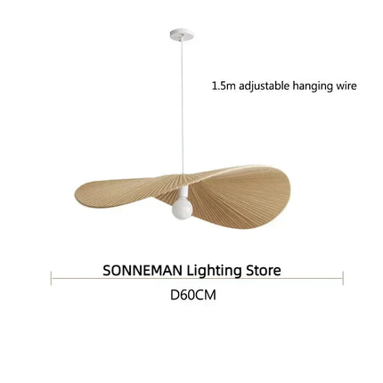 Suspension LED nordique en tissu crème, lumière chaleureuse pour salon et salle à manger