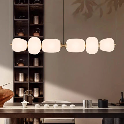 Suspension en verre style crème française, luminaire intérieur élégant