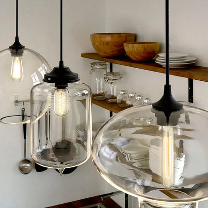 Suspension LED en verre soufflé à la bouche, design nordique moderne, lumière chaleureuse
