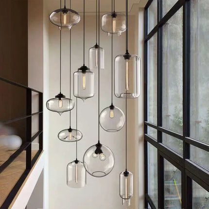 Suspension LED en verre soufflé à la bouche, design nordique moderne, lumière chaleureuse