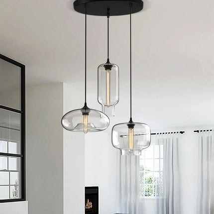 Suspension LED en verre soufflé à la bouche, design nordique moderne, lumière chaleureuse