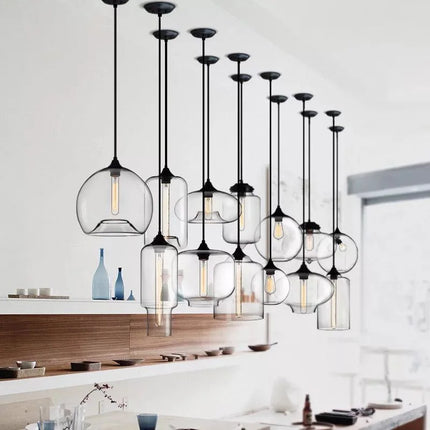 Suspension LED en verre soufflé à la bouche, design nordique moderne, lumière chaleureuse