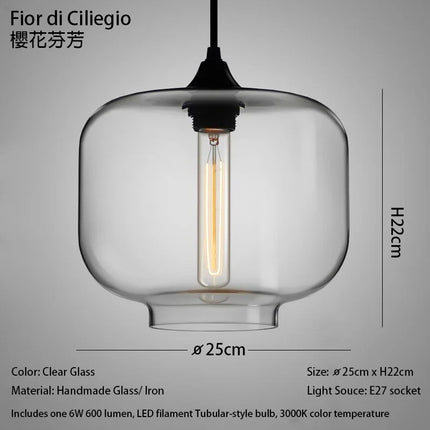 Suspension LED en verre soufflé à la bouche, design nordique moderne, lumière chaleureuse